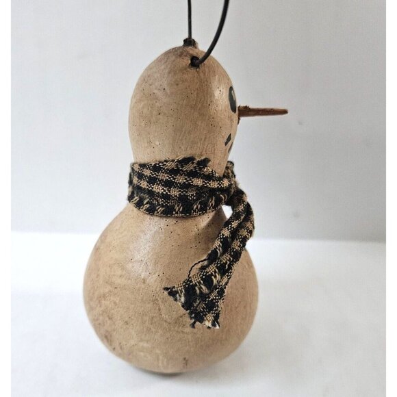 Snowman Gourd Ornament Hand Painted Folk Art Primitive Christmas Decor - Picture 7 of 8